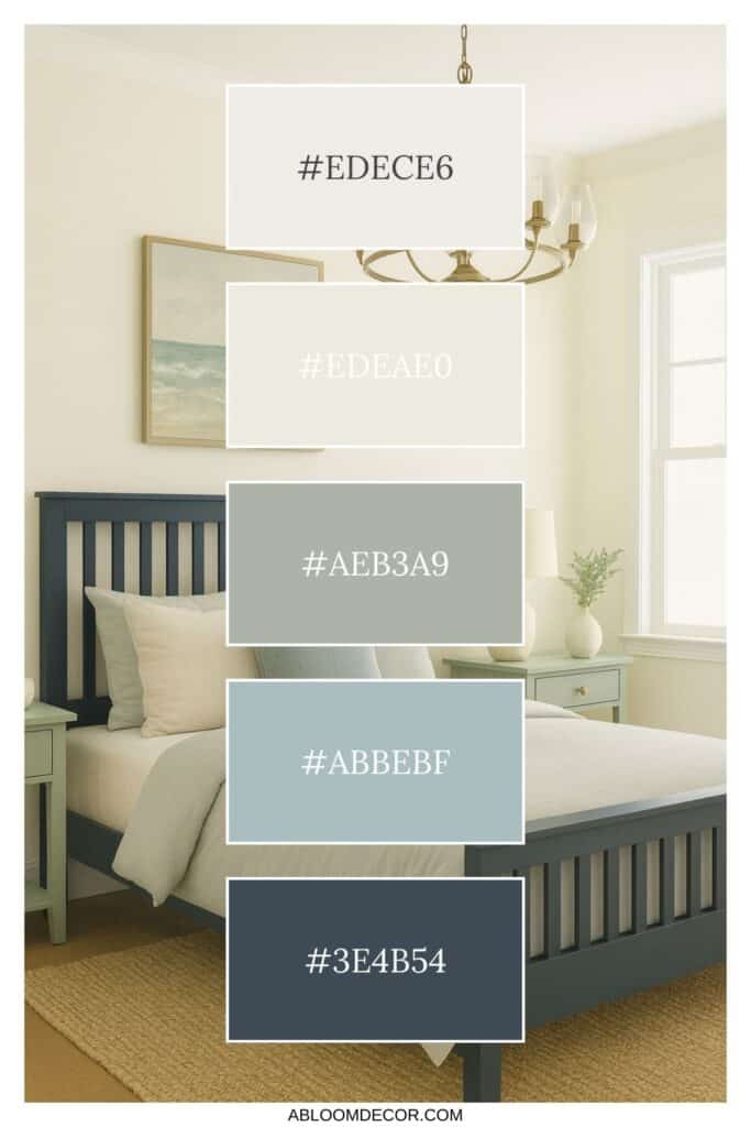 Coastal Bedroom Color Palette Hex codes