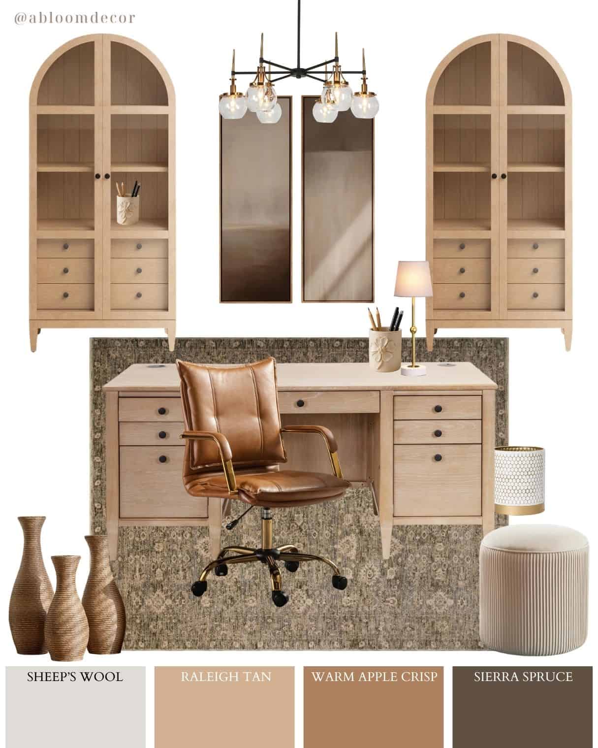 Cozy Tan Transitional Home Office Design