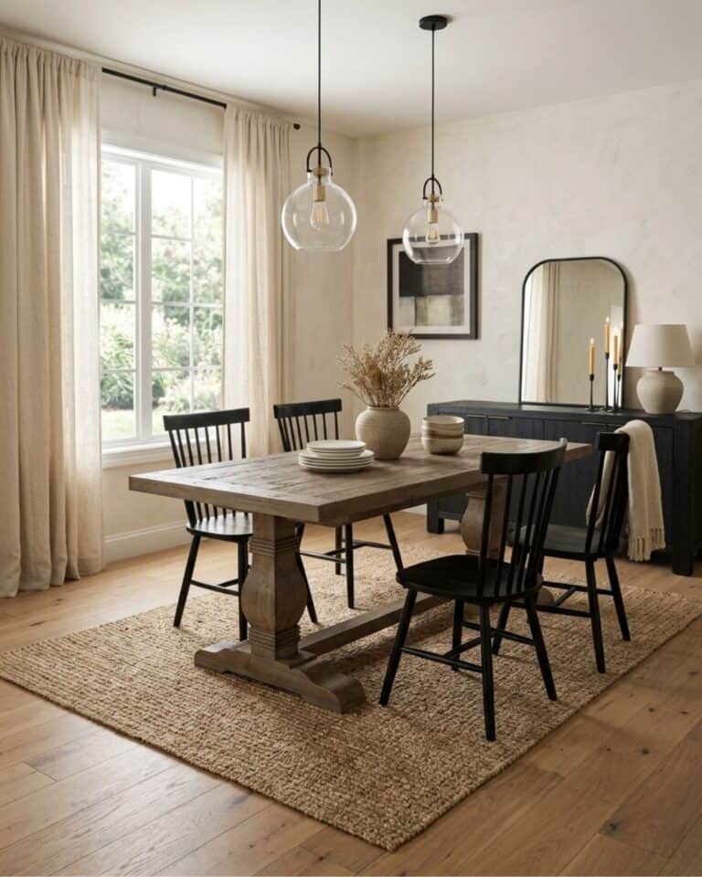 Rustic Black Modern Farmhouse Dining Room Design Idea