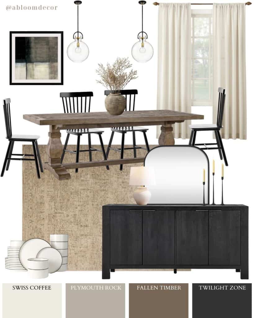 Rustic Black Modern Farmhouse Dining Room Design Idea