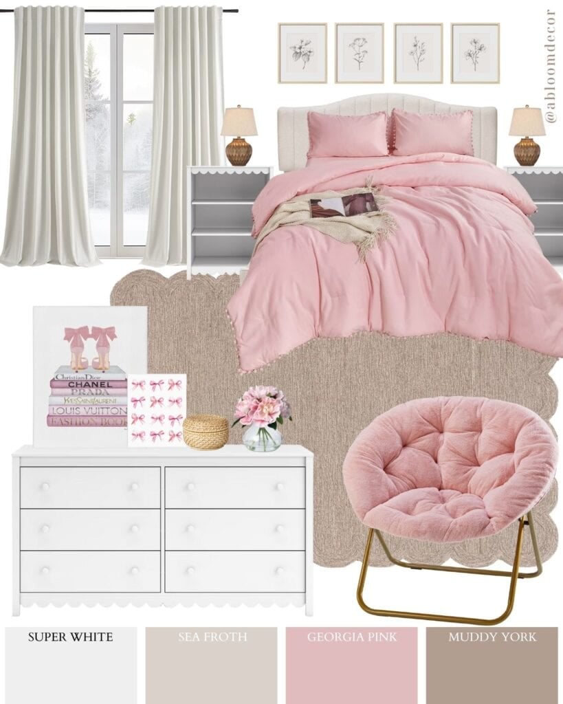 Soft Pink Teenage Girl Bedroom Design