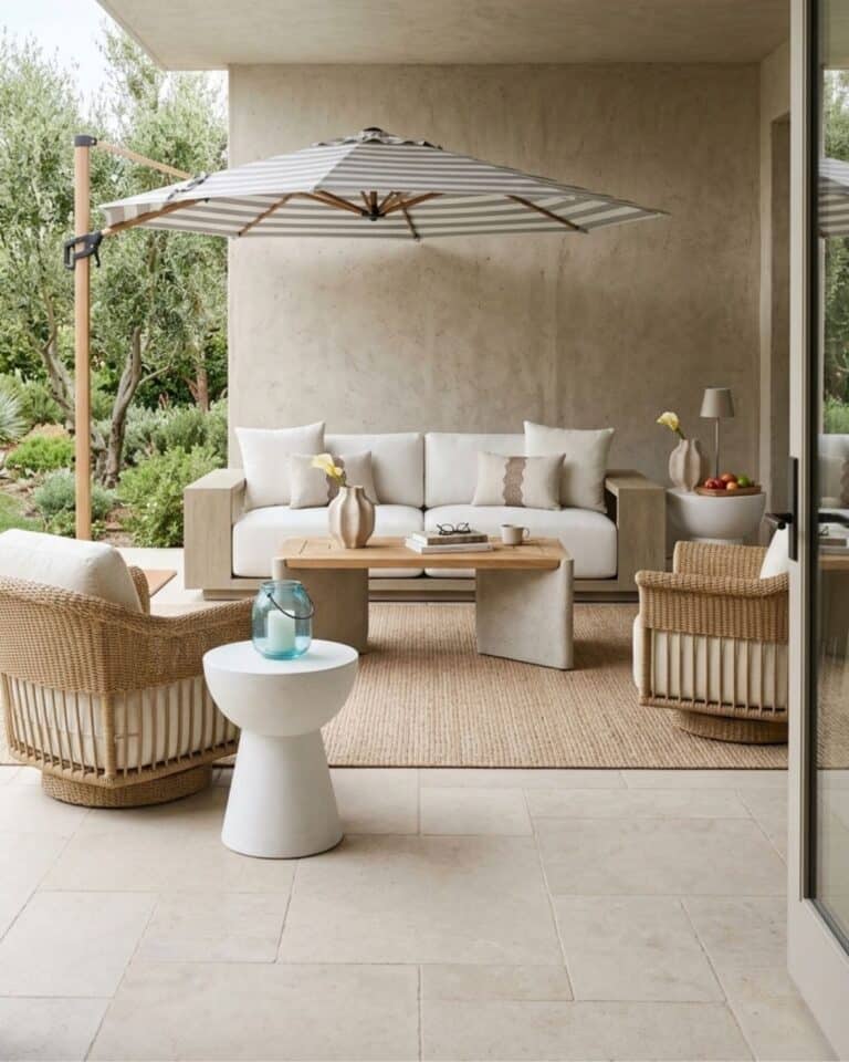 Relaxed Cream and Natural Outdoor Patio Design