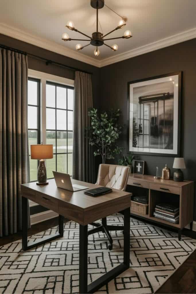 moody modern home office idea