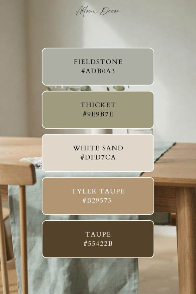 Eucalyptus and Taupe Paint Colors and Hex Codes