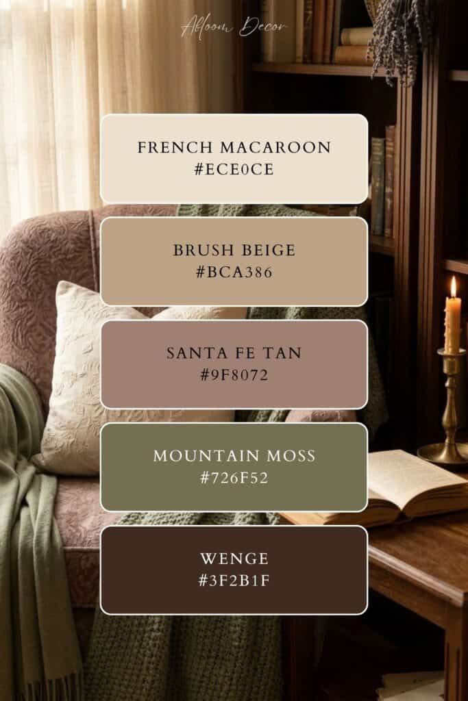 Mauve and Olive Moody Library Color Palette and Hex Codes