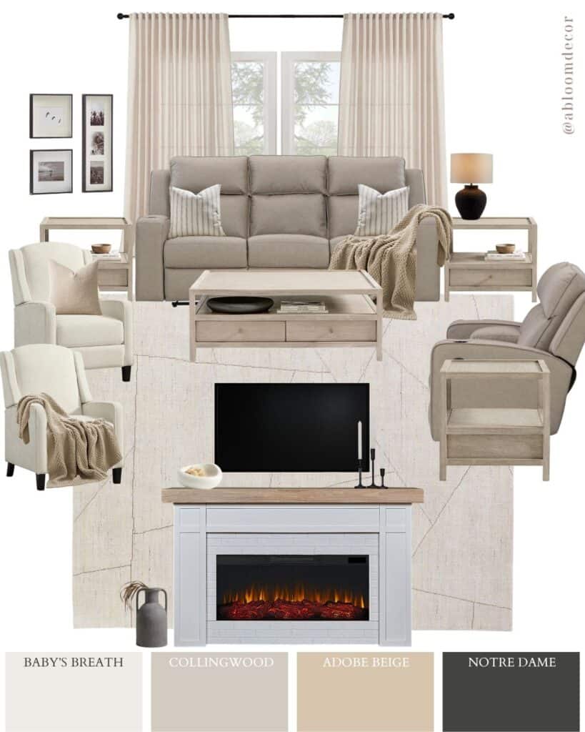Modern Farmhouse Living Room mood board