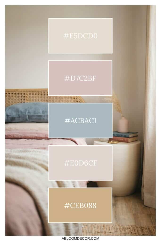 Pink & Blue Whimsical Bedroom color palette hex codes