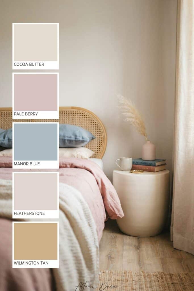 Pink & Blue Whimsical Bedroom color palette paint colors