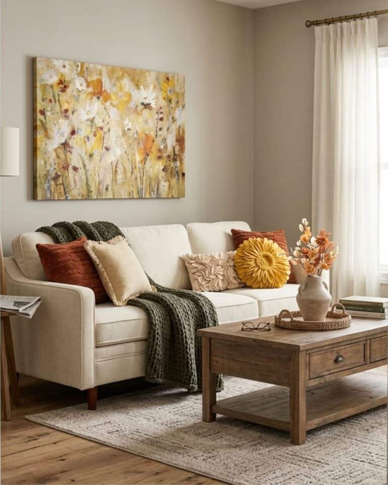 Sage and Golden Autumn Living Room Design