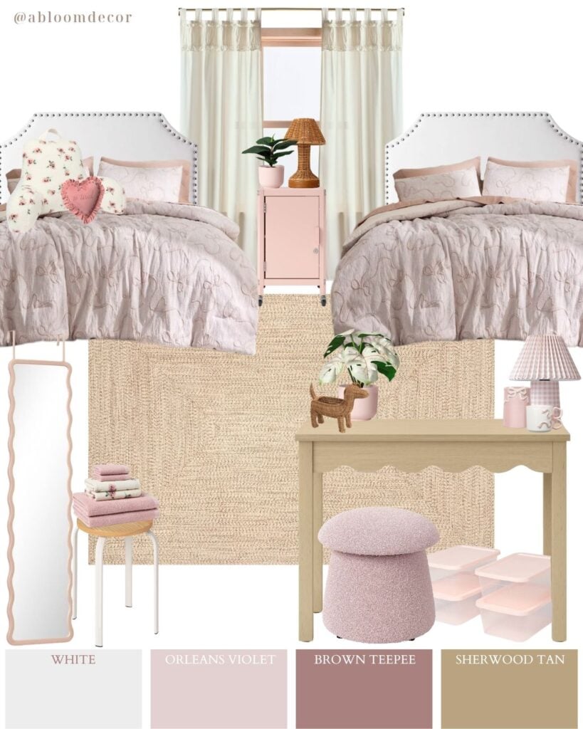 Chic Pink Dorm Room Design Idea