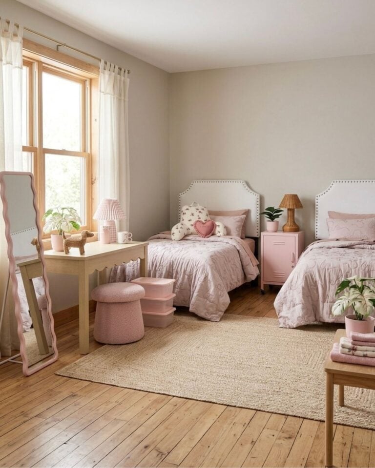 Chic Pink Dorm Room Idea