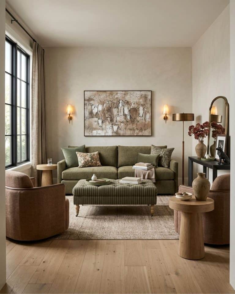 Moody Olive Green Living Room Design