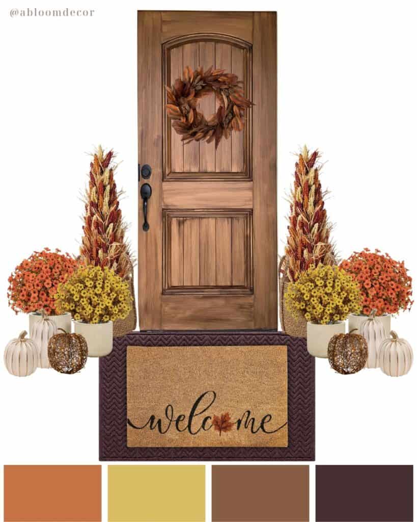 Rustic Orange and Yellow Fall Front Porch Decor mood board