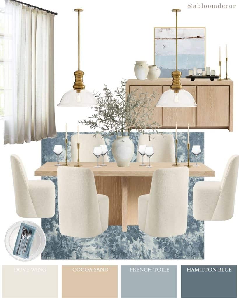 Soft Blue and Cream Traditional Dining Room mood board