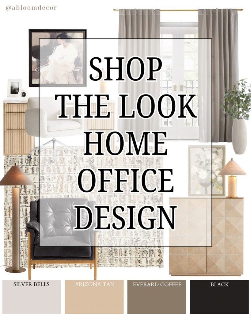 Artsy Tan Transitional Home Office Design pin