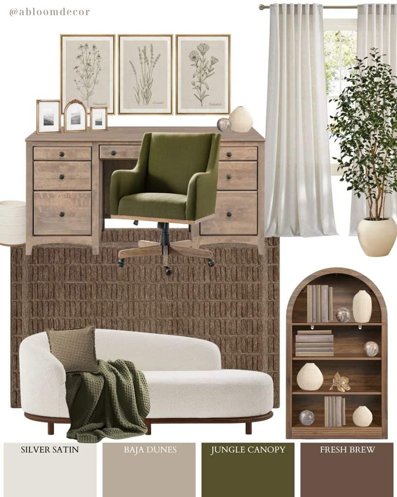 Earthy Olive Home Office Design