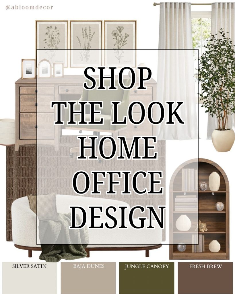 Neutral Arched Bookshelf Home Office Design pin