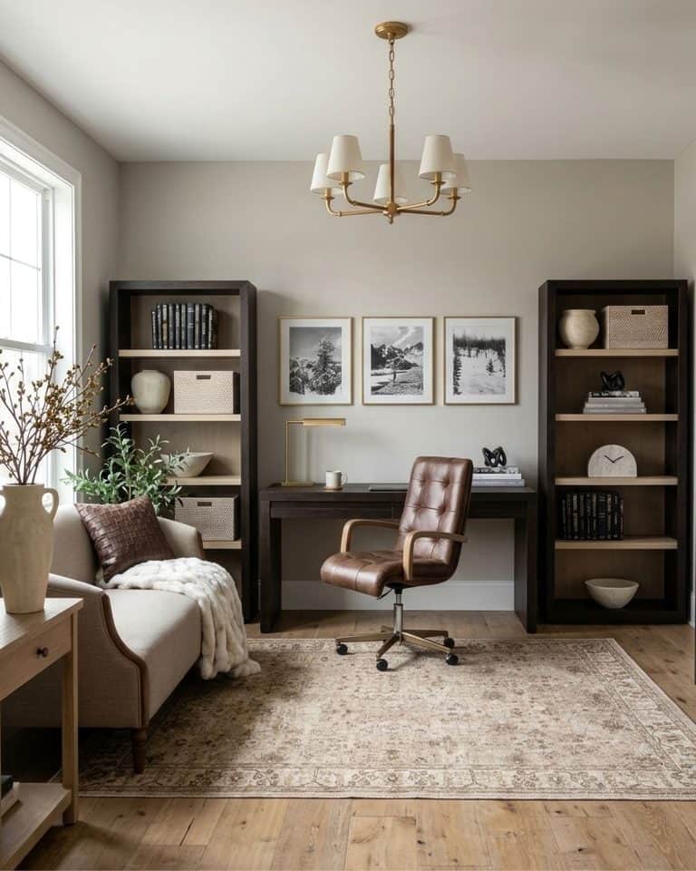 Warm Chocolate Brown Home Office Design