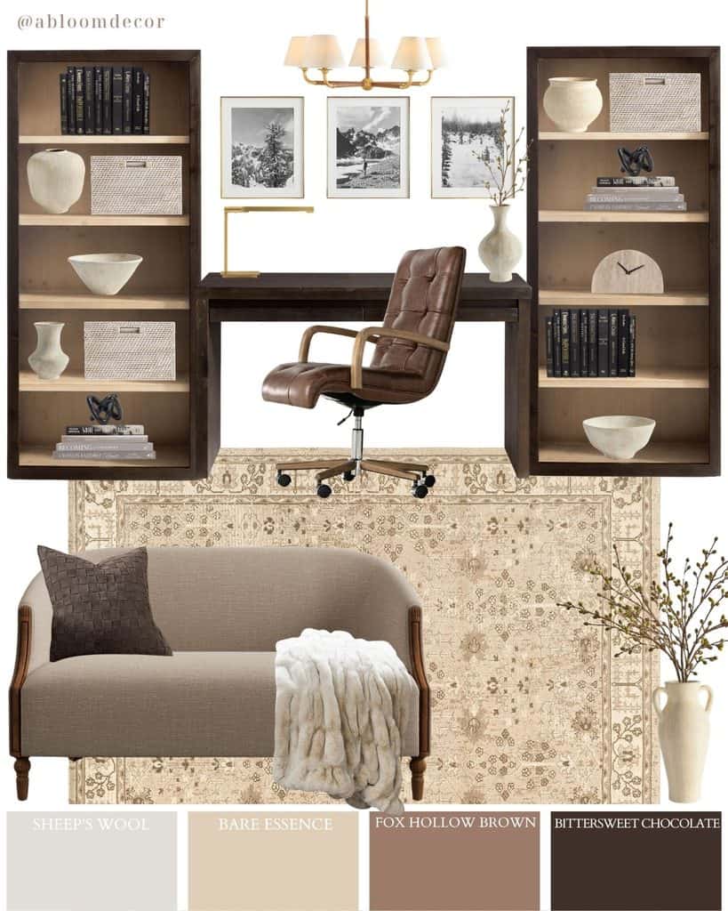Warm Chocolate Brown Home Office Design mood board