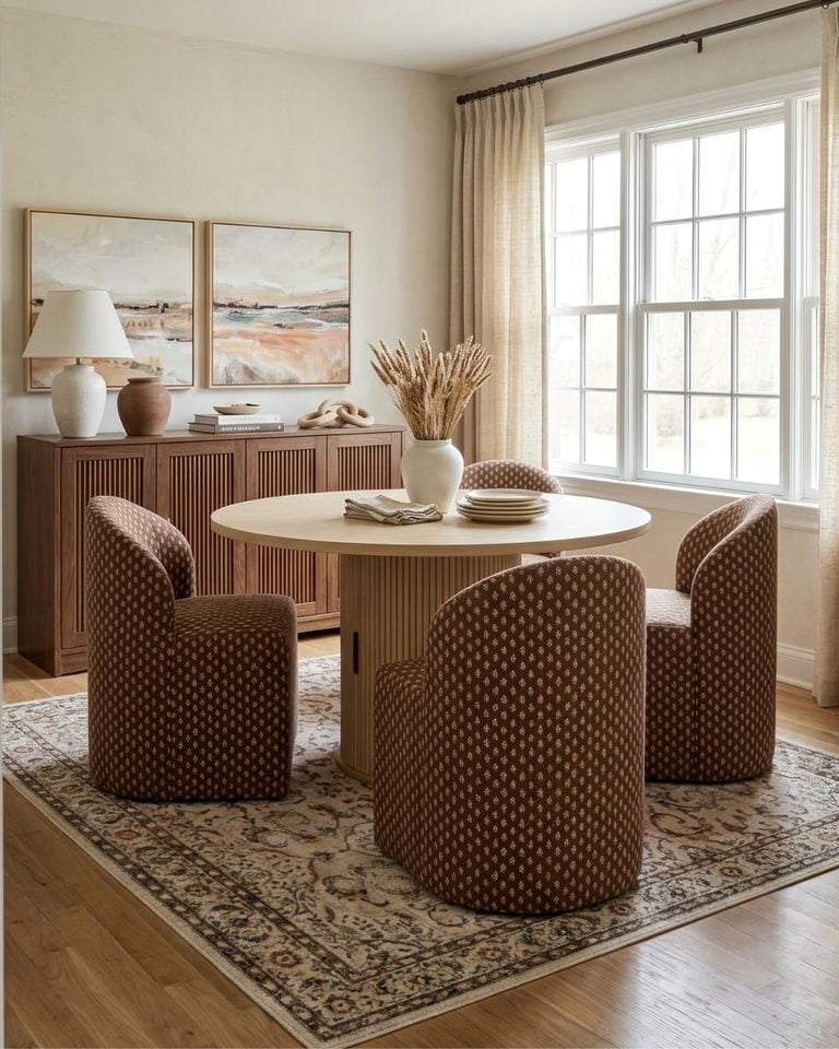 Warm Rust and Cream Traditional Dining Room Design