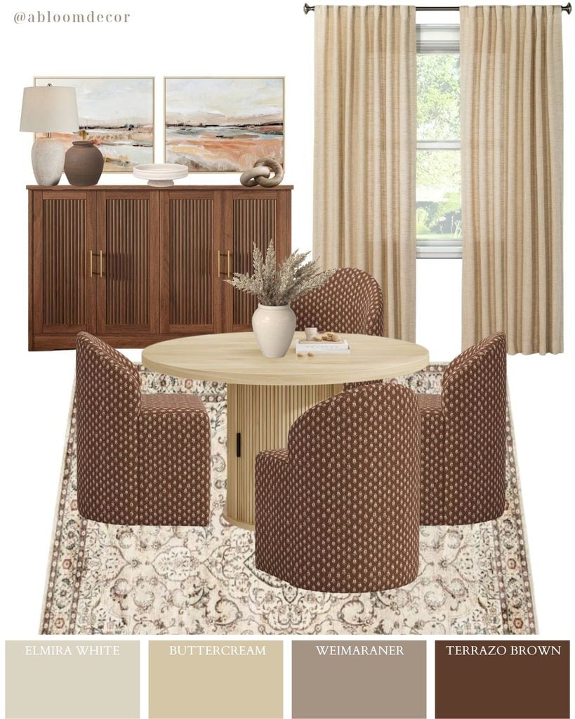 Warm Rust and Cream Traditional Dining Room Design mood board