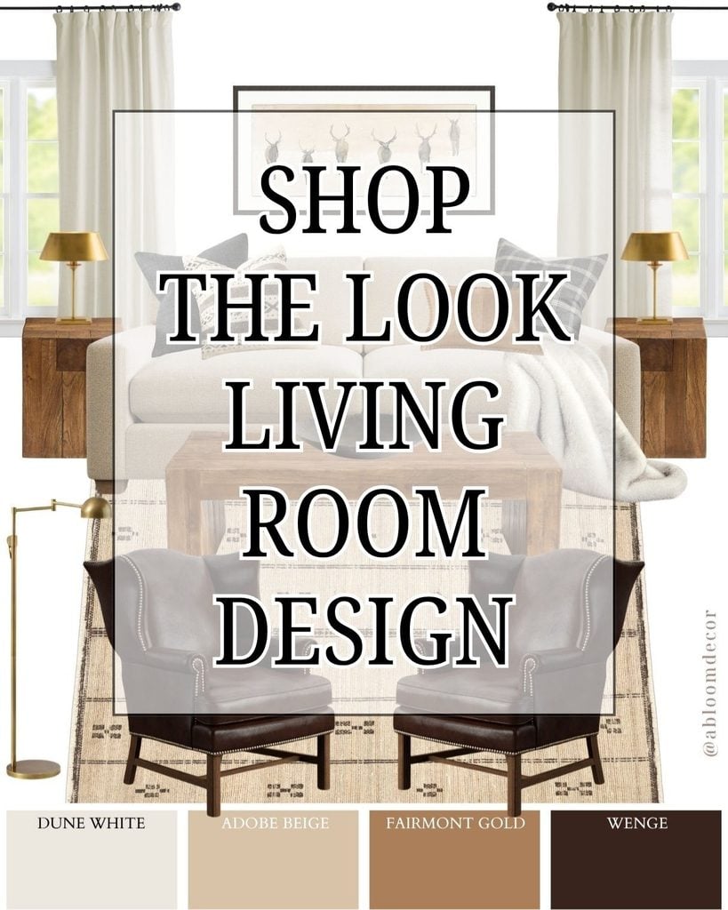 Cozy Brown and Cream Mountain Lodge Living Room Design pin