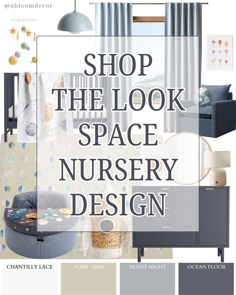 Navy Blue Outer Space Baby Boy Nursery Room Idea pin