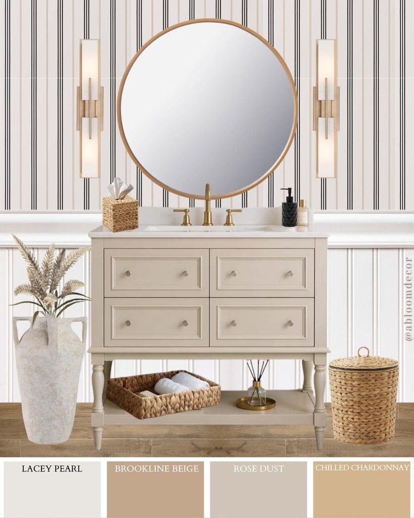 Neutral Beige Transitional Guest Bathroom Design idea