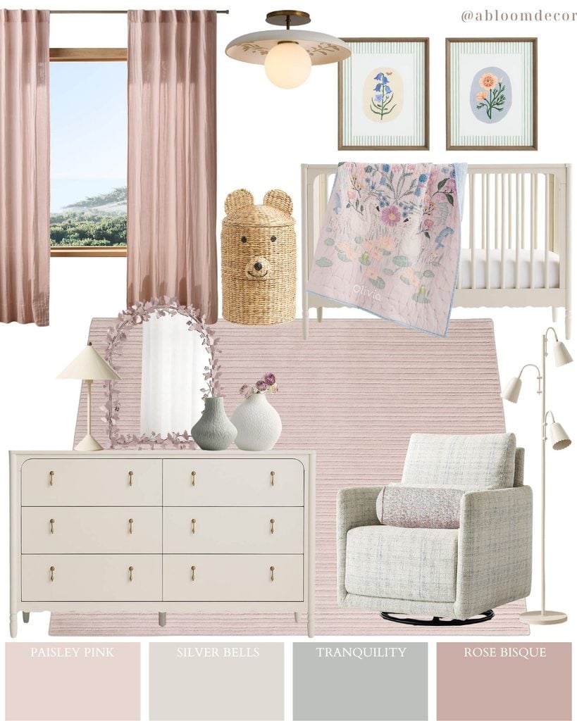 Whimsical Pink Baby Girl Nursery Room Idea